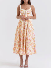 Midikleid mit Schnürung und Patchwork-Print